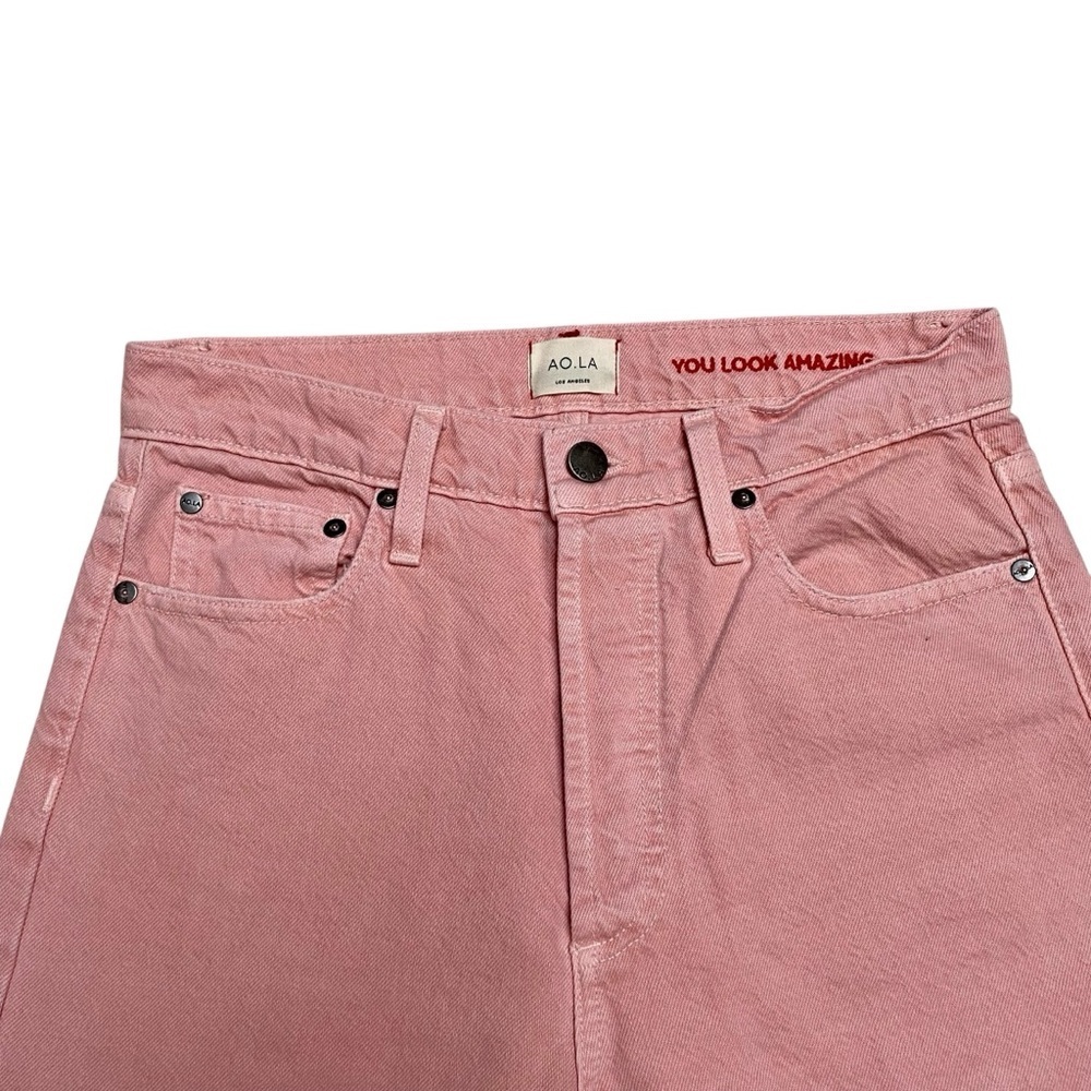 Alice + Olivia AO.LA Pink High Rise Girlfriend Jeans 28 Blush Straight Leg - Picture 5 of 12